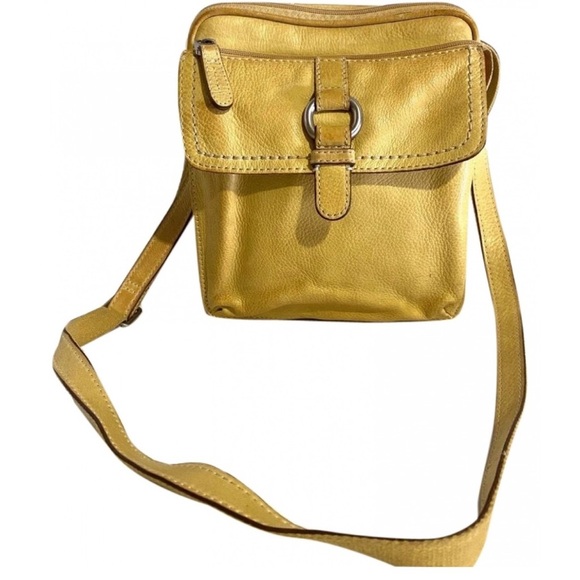 Fossil Mustard Yellow Leather Crossbody Bag - Picture 1 of 10